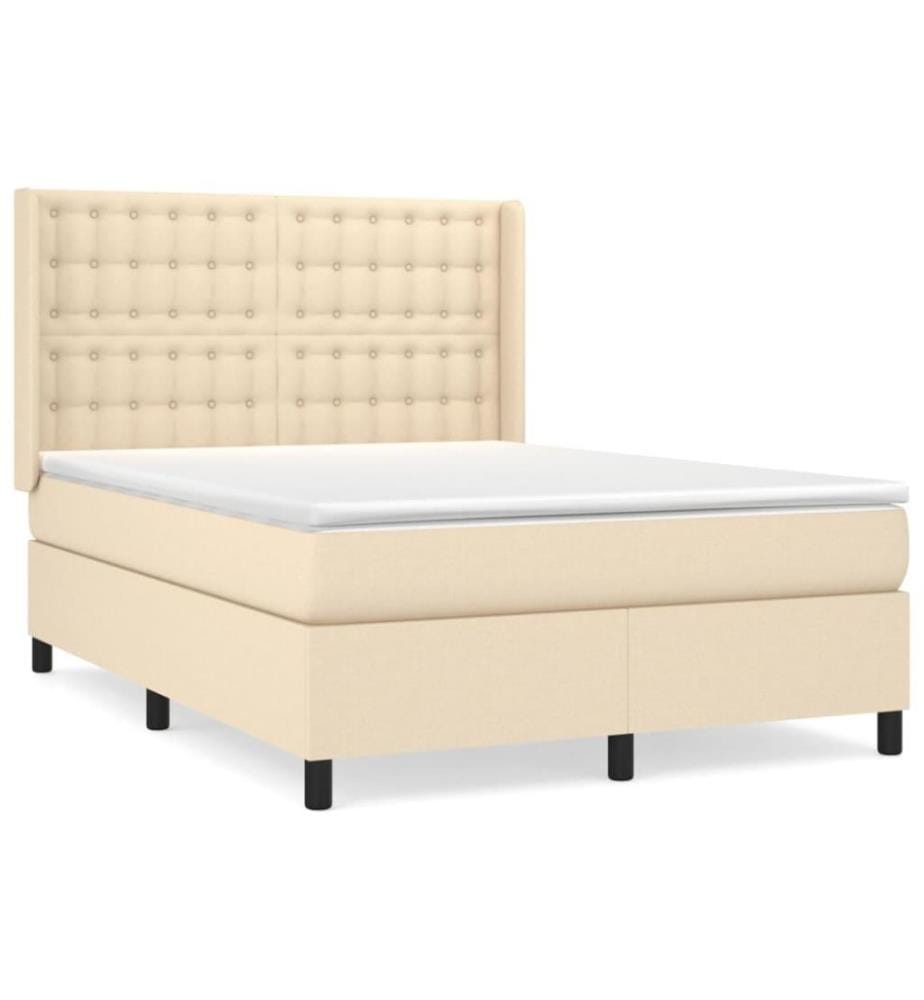 Boxspringbett mit Matratze Creme 140x200 cm Stoff