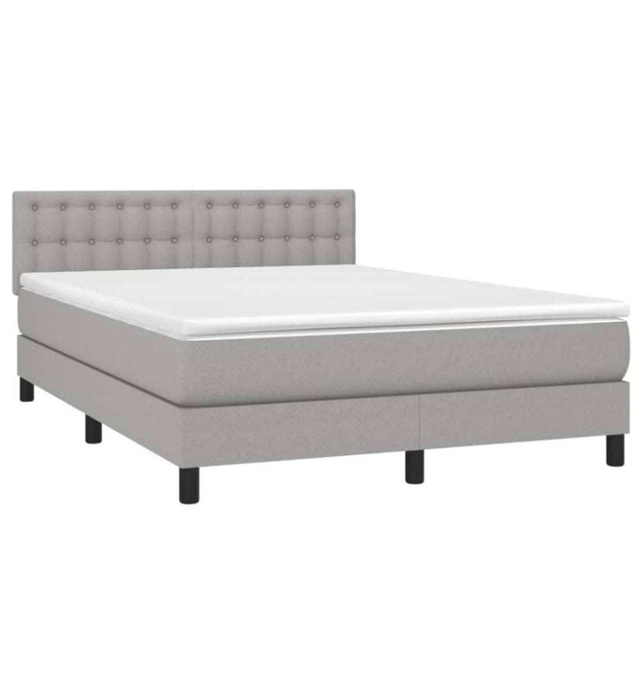 Boxspringbett mit Matratze & LED Hellgrau 140x200 cm Stoff