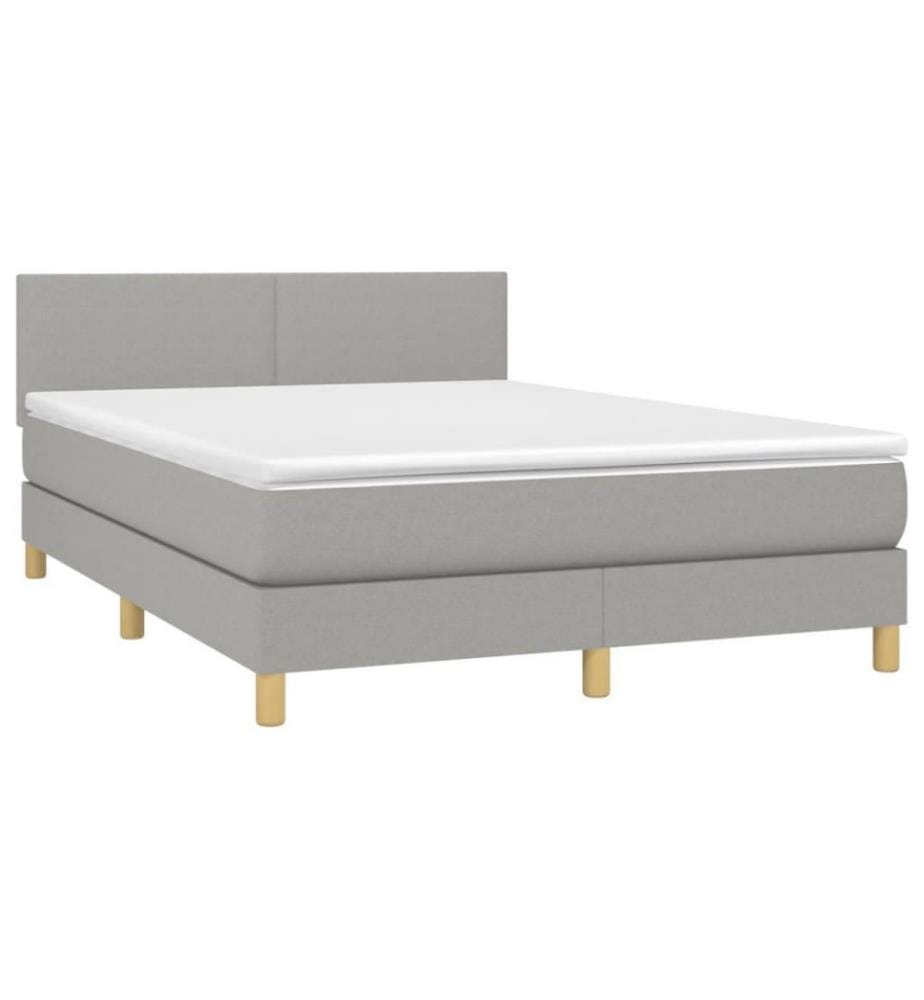 Boxspringbett mit Matratze & LED Hellgrau 140x200 cm Stoff