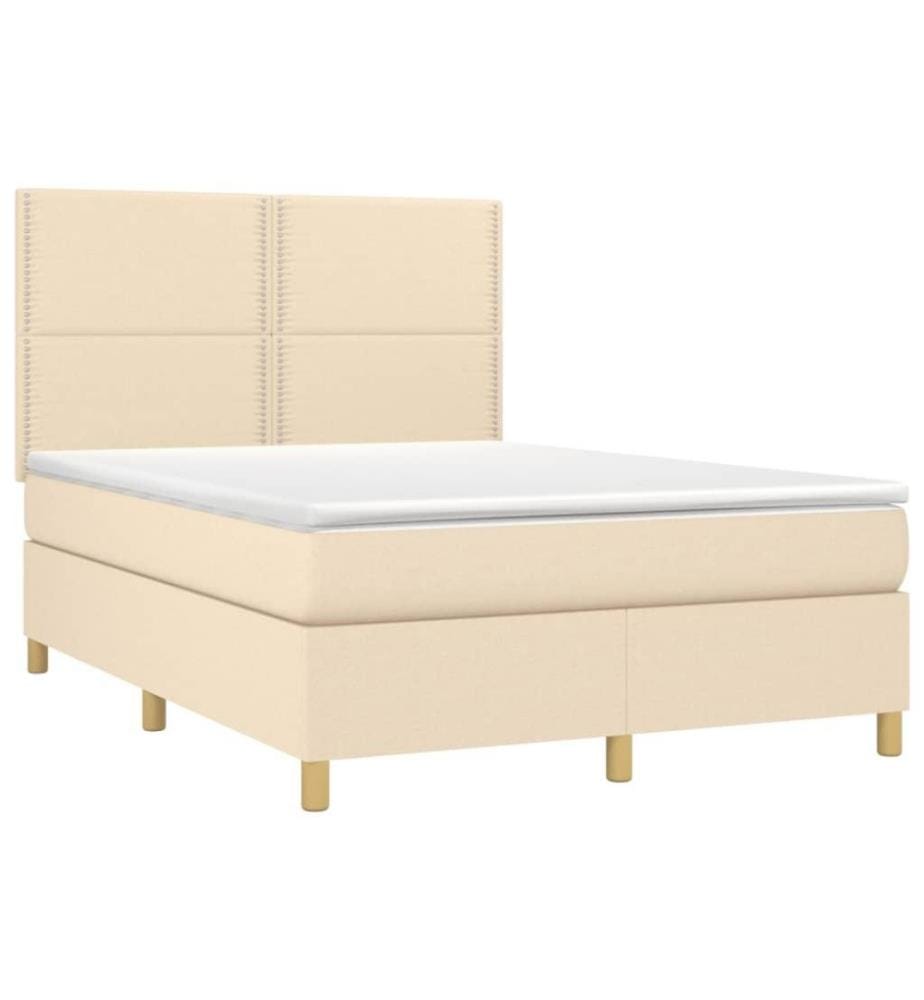 Boxspringbett mit Matratze & LED Creme 140x200 cm Stoff
