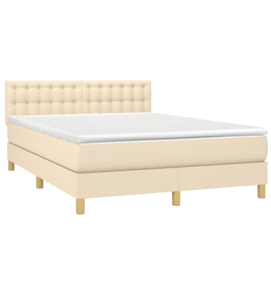 Boxspringbett mit Matratze & LED Creme 140x200 cm Stoff