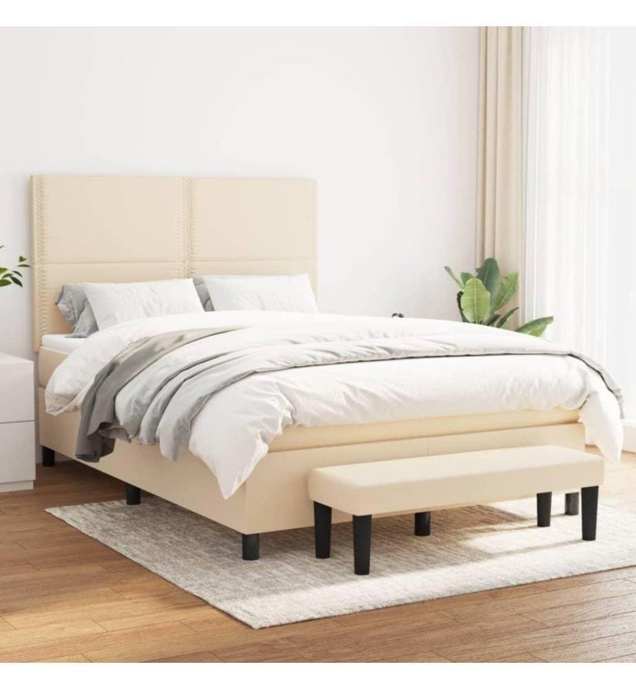 Boxspringbett mit Matratze Creme 140x200 cm Stoff