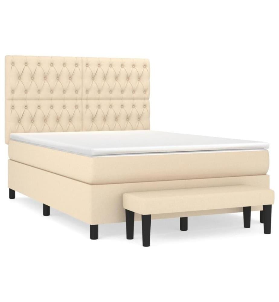 Boxspringbett mit Matratze Creme 140x200 cm Stoff
