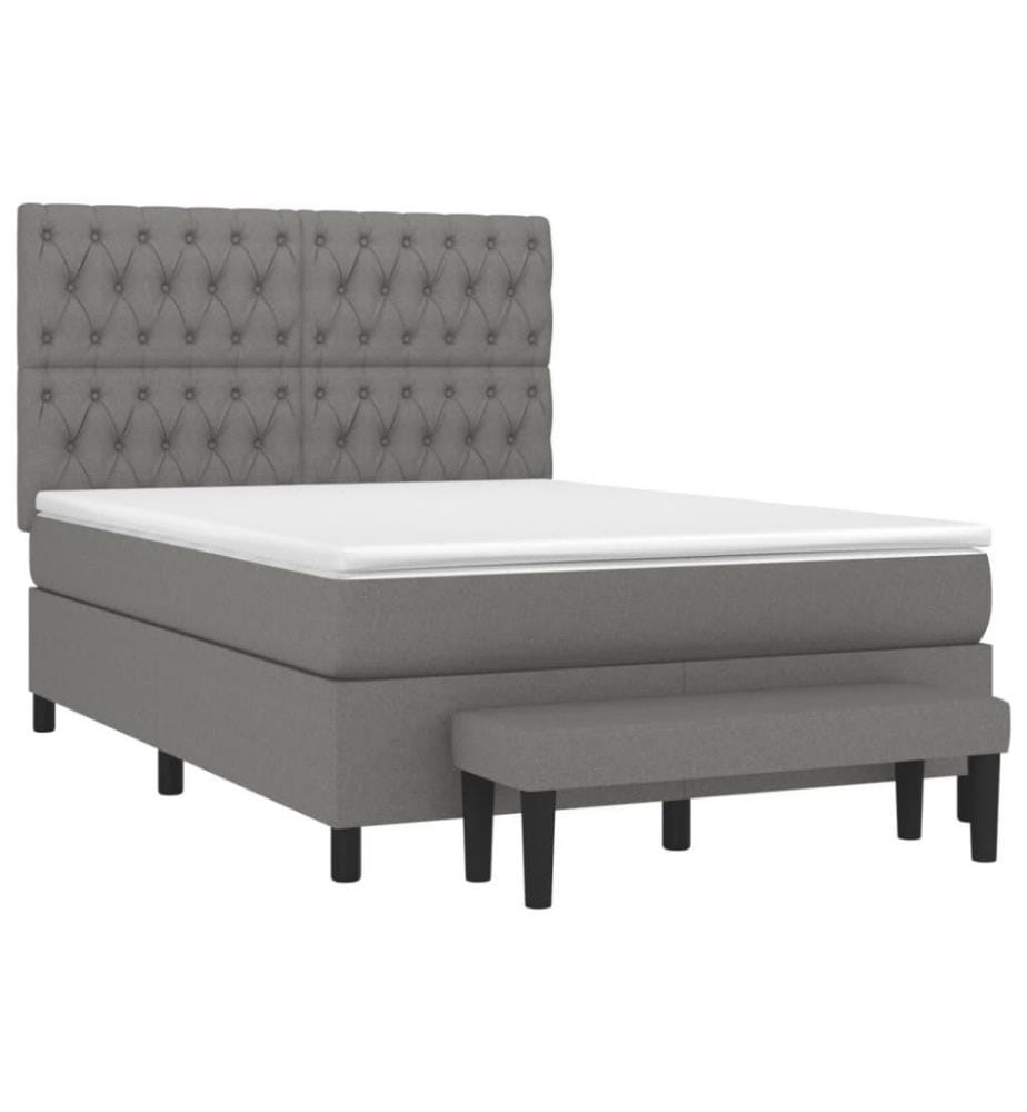 Boxspringbett mit Matratze Dunkelgrau 140x200 cm Stoff