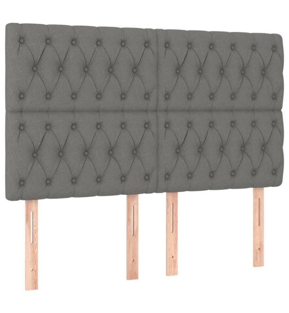 Boxspringbett mit Matratze Dunkelgrau 140x200 cm Stoff