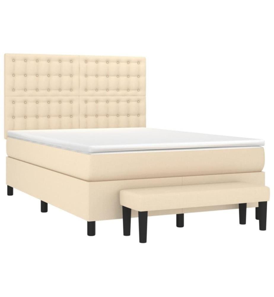 Boxspringbett mit Matratze Creme 140x200 cm Stoff