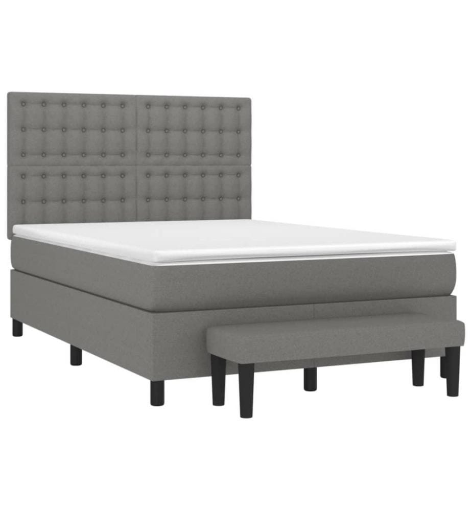Boxspringbett mit Matratze Dunkelgrau 140x200 cm Stoff
