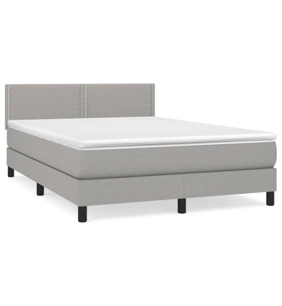 Boxspringbett mit Matratze Hellgrau 140x200 cm Stoff