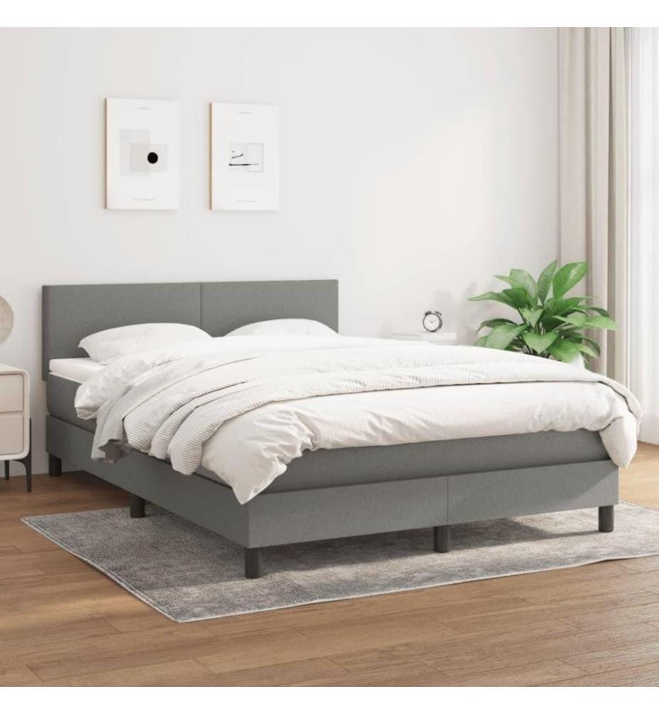 Boxspringbett mit Matratze Dunkelgrau 140x200 cm Stoff