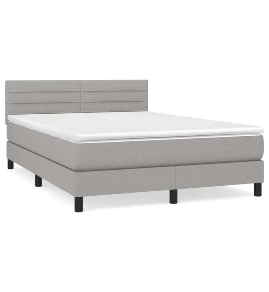Boxspringbett mit Matratze Hellgrau 140x200 cm Stoff
