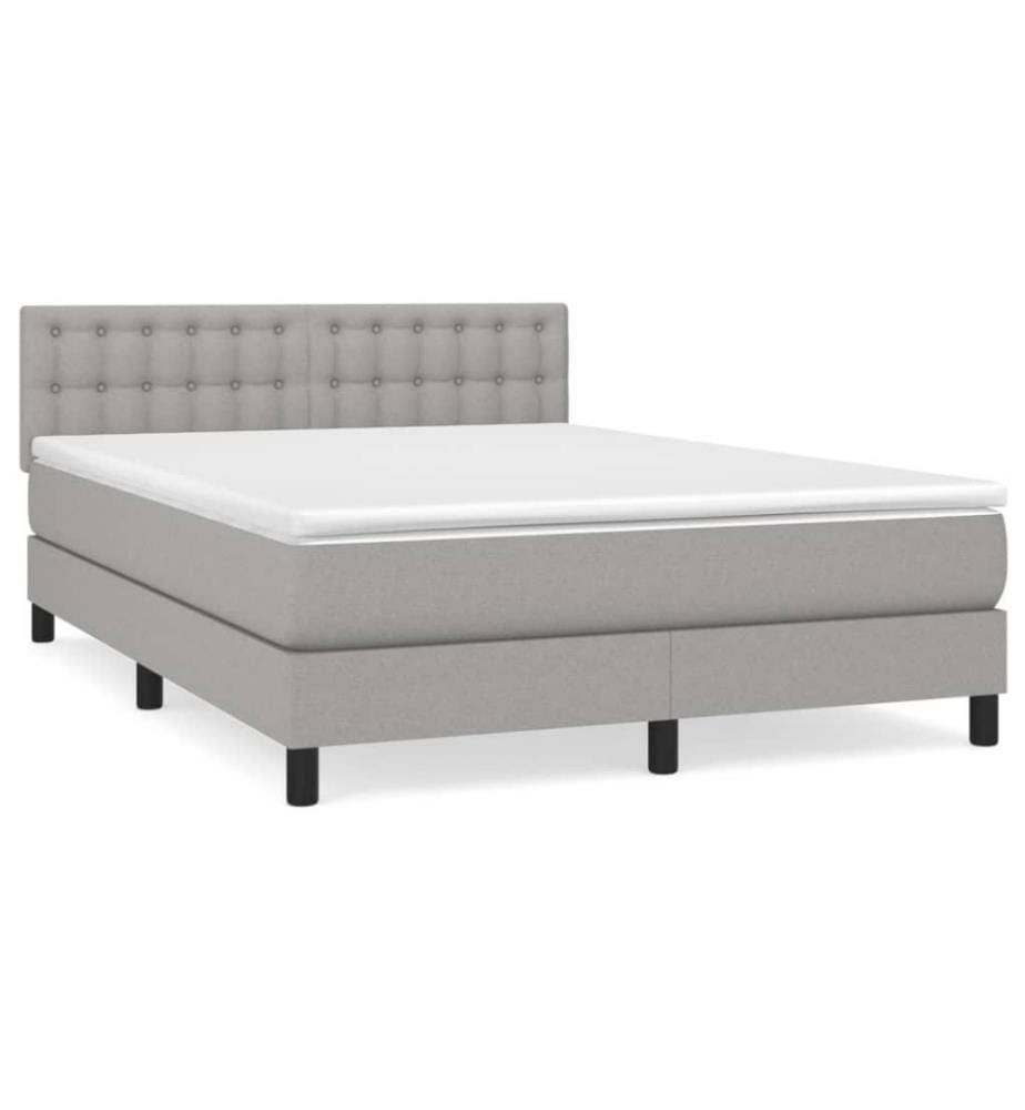Boxspringbett mit Matratze Hellgrau 140x200 cm Stoff