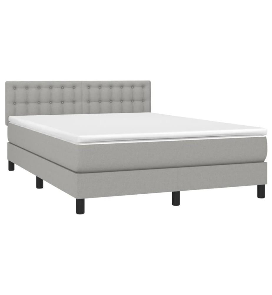 Boxspringbett mit Matratze Hellgrau 140x200 cm Stoff