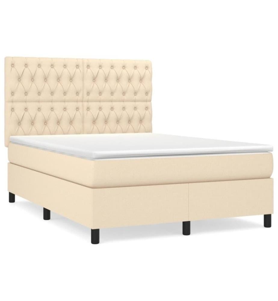 Boxspringbett mit Matratze Creme 140x200 cm Stoff