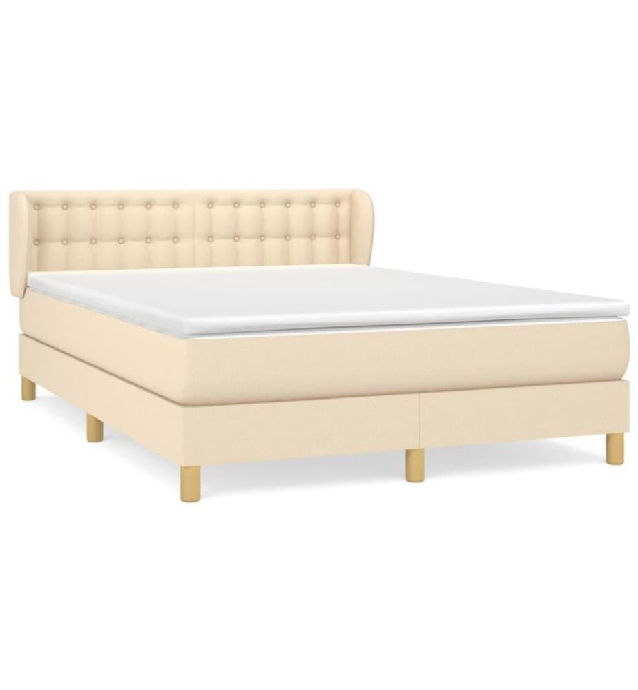 Boxspringbett mit Matratze Creme 140x200 cm Stoff
