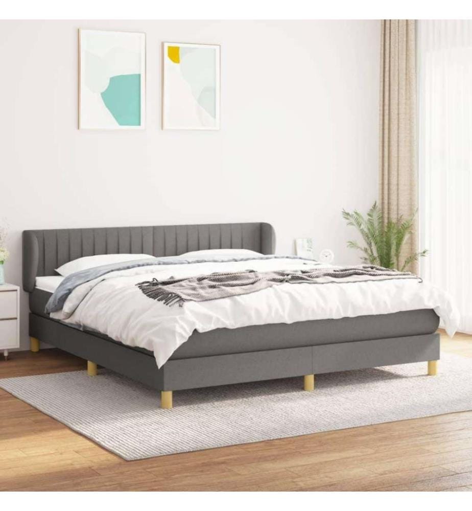 Boxspringbett mit Matratze Dunkelgrau 160x200 cm Stoff