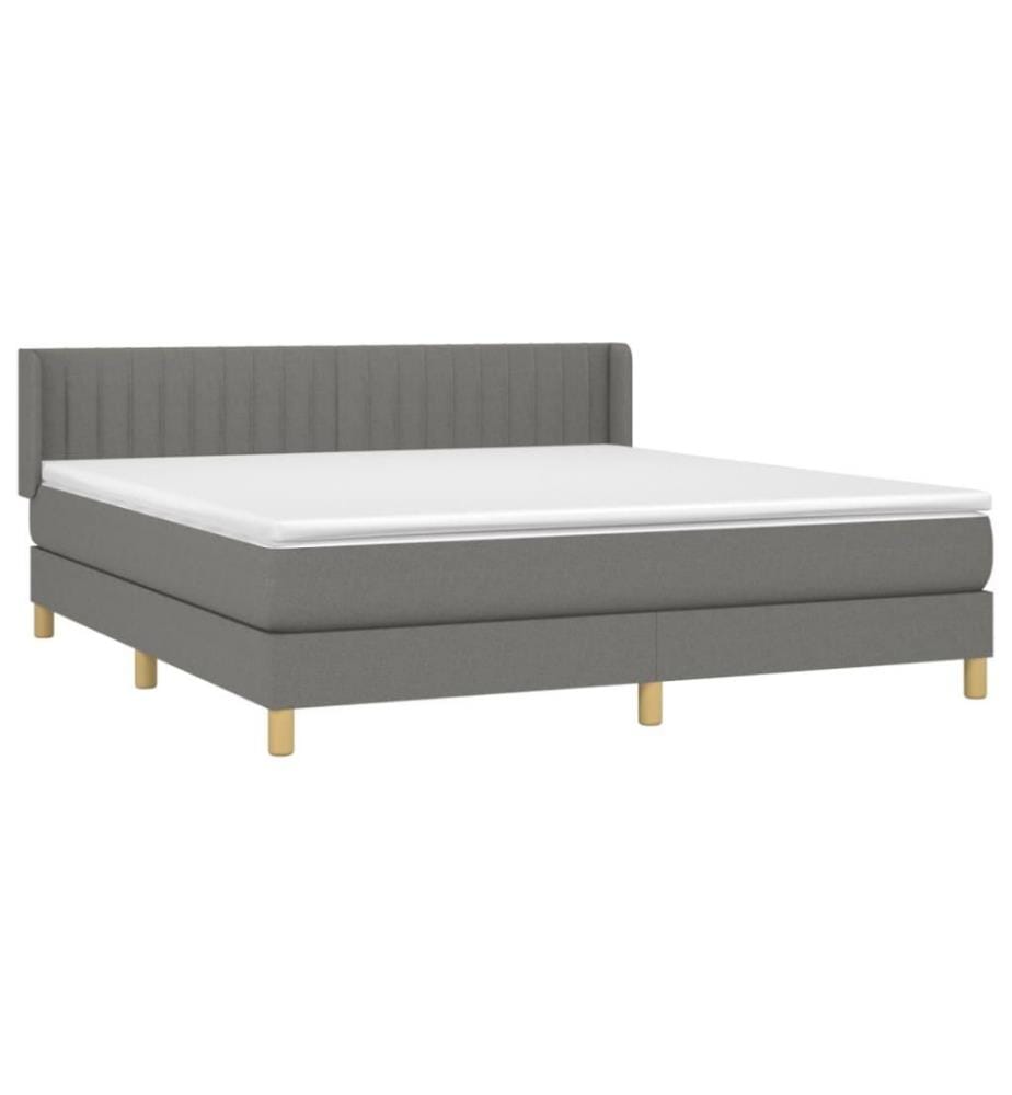 Boxspringbett mit Matratze Dunkelgrau 160x200 cm Stoff