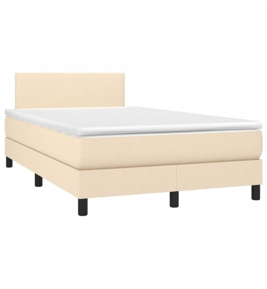 Boxspringbett mit Matratze & LED Creme 120x200 cm Stoff