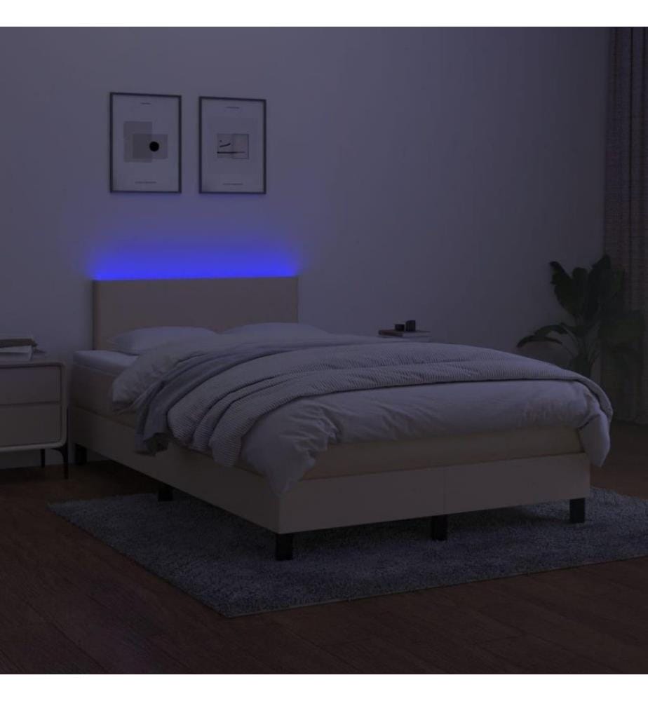 Boxspringbett mit Matratze & LED Creme 120x200 cm Stoff
