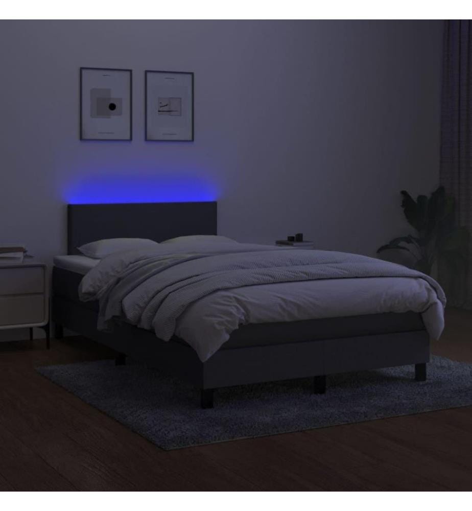 Boxspringbett mit Matratze & LED Dunkelgrau 120x200 cm Stoff