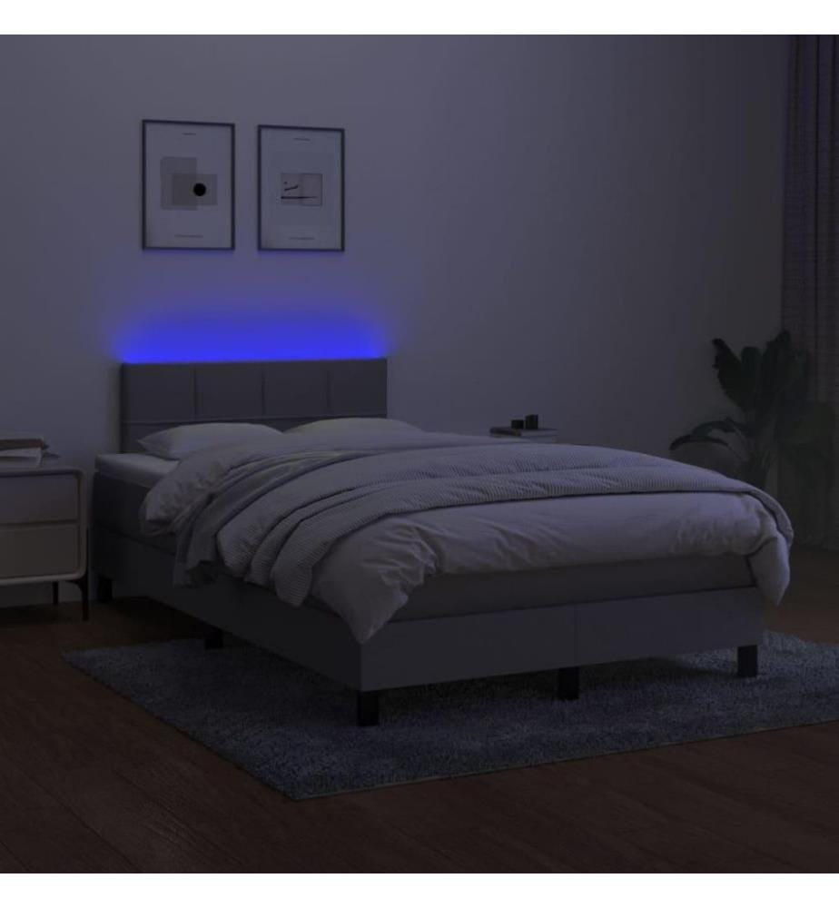Boxspringbett mit Matratze & LED Hellgrau 120x200 cm Stoff