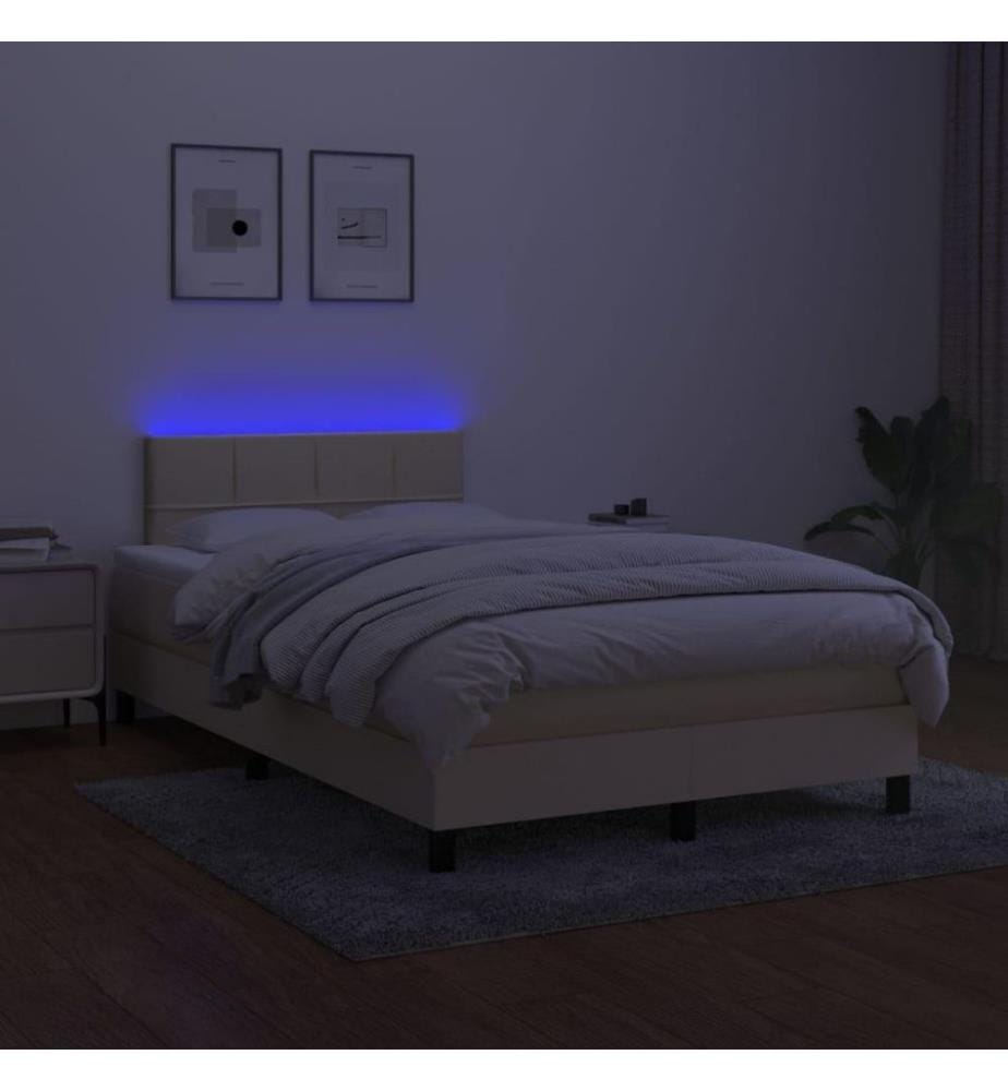 Boxspringbett mit Matratze & LED Creme 120x200 cm Stoff
