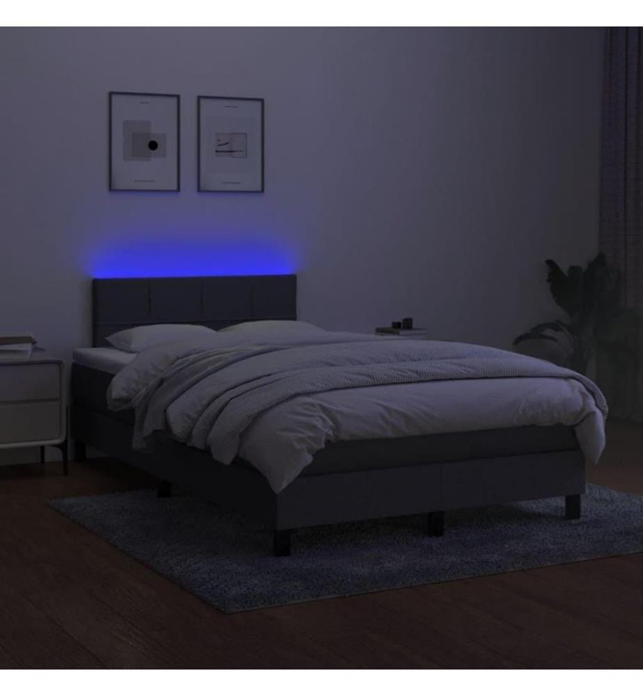 Boxspringbett mit Matratze & LED Dunkelgrau 120x200 cm Stoff