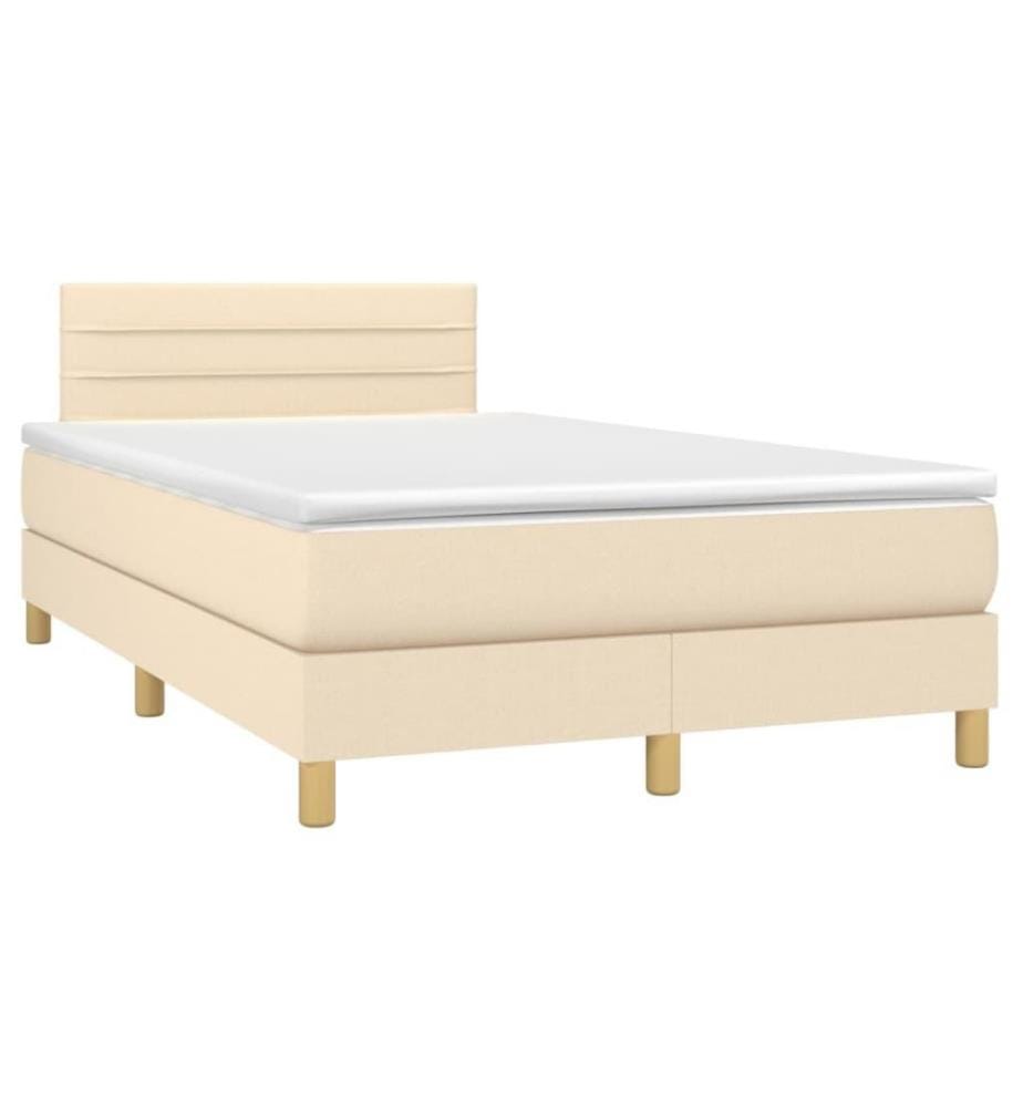 Boxspringbett mit Matratze & LED Creme 120x200 cm Stoff
