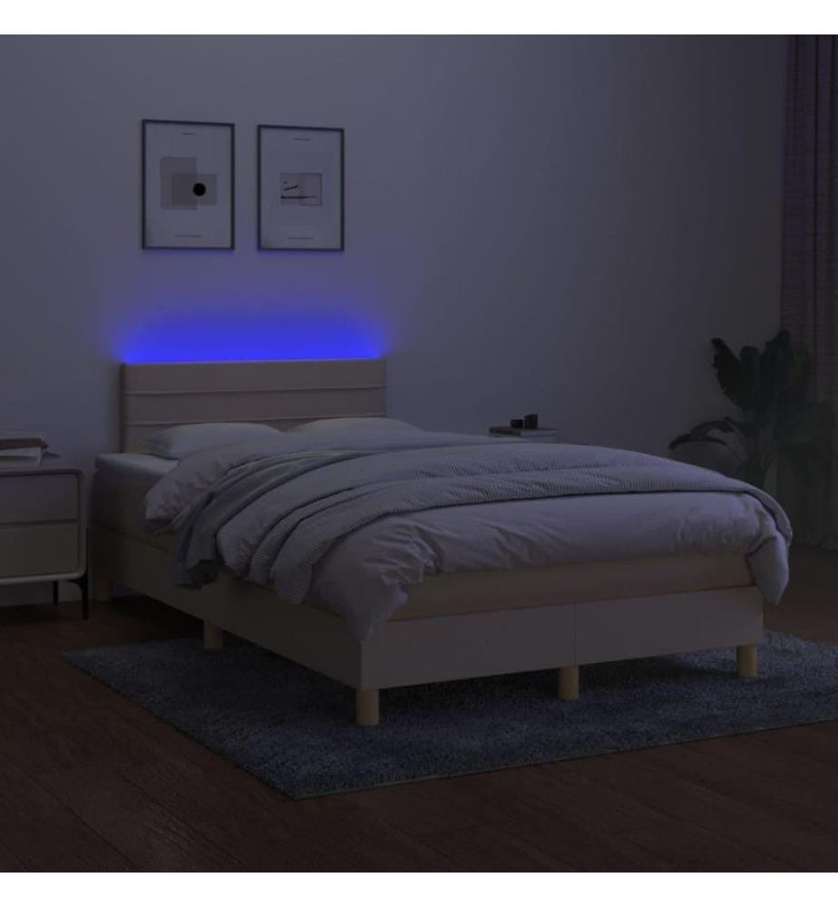 Boxspringbett mit Matratze & LED Creme 120x200 cm Stoff