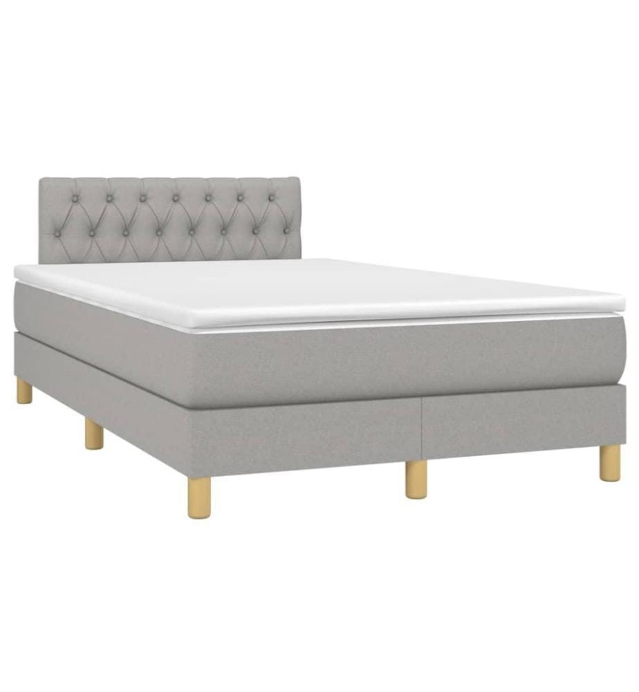 Boxspringbett mit Matratze & LED Hellgrau 120x200 cm Stoff
