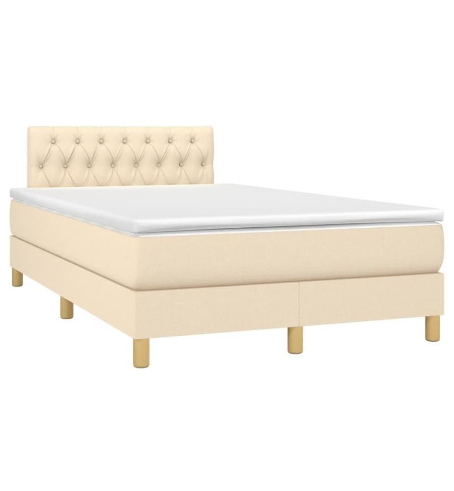 Boxspringbett mit Matratze & LED Creme 120x200 cm Stoff