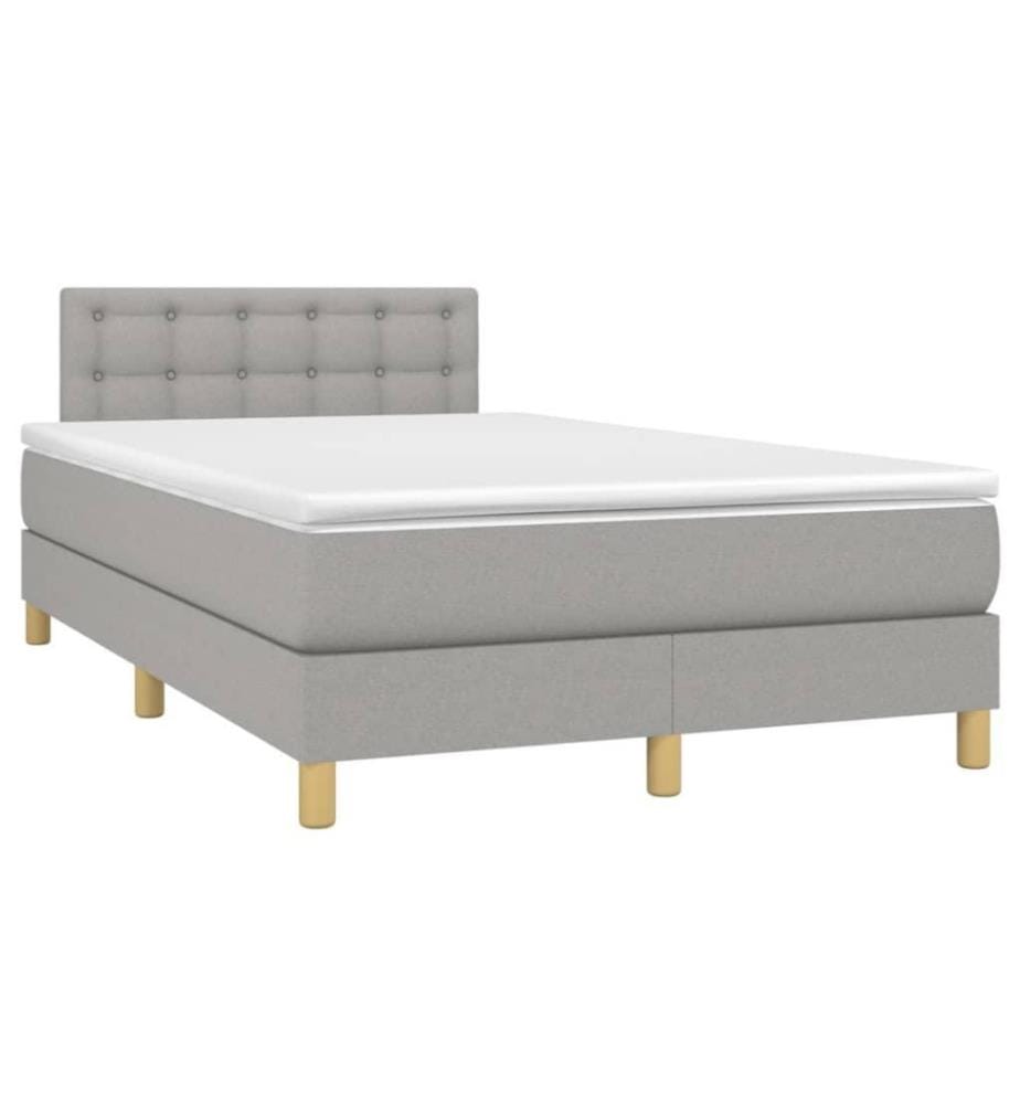 Boxspringbett mit Matratze & LED Hellgrau 120x200 cm Stoff