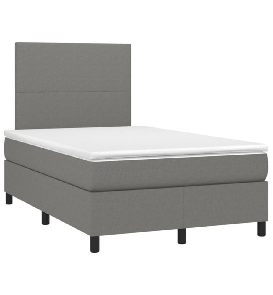 Boxspringbett mit Matratze & LED Dunkelgrau 120x200 cm Stoff