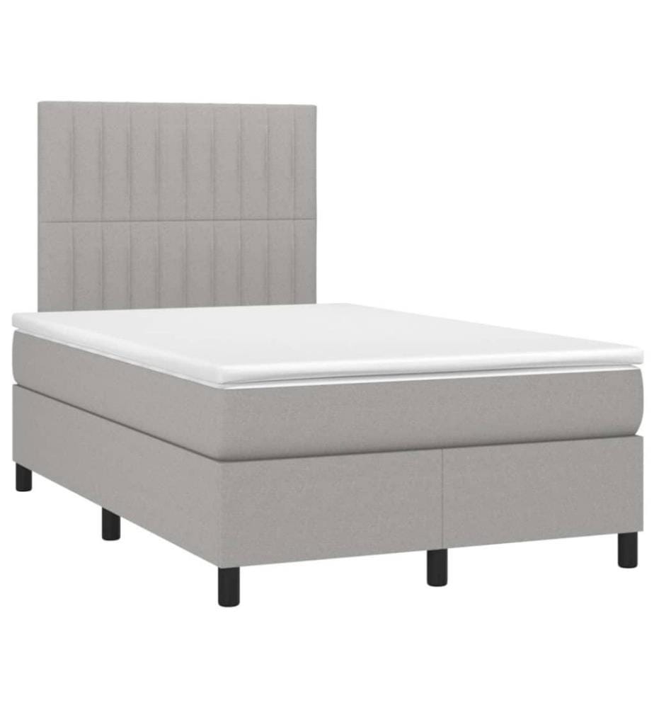 Boxspringbett mit Matratze & LED Hellgrau 120x200 cm Stoff