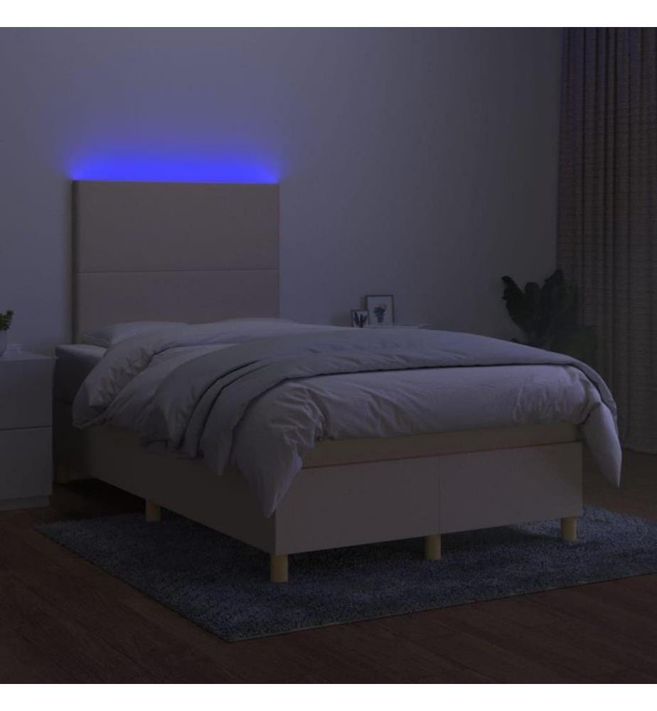 Boxspringbett mit Matratze & LED Creme 120x200 cm Stoff