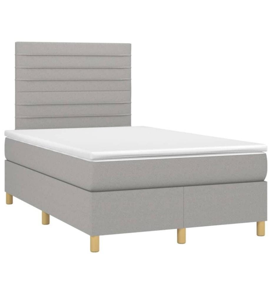 Boxspringbett mit Matratze & LED Hellgrau 120x200 cm Stoff