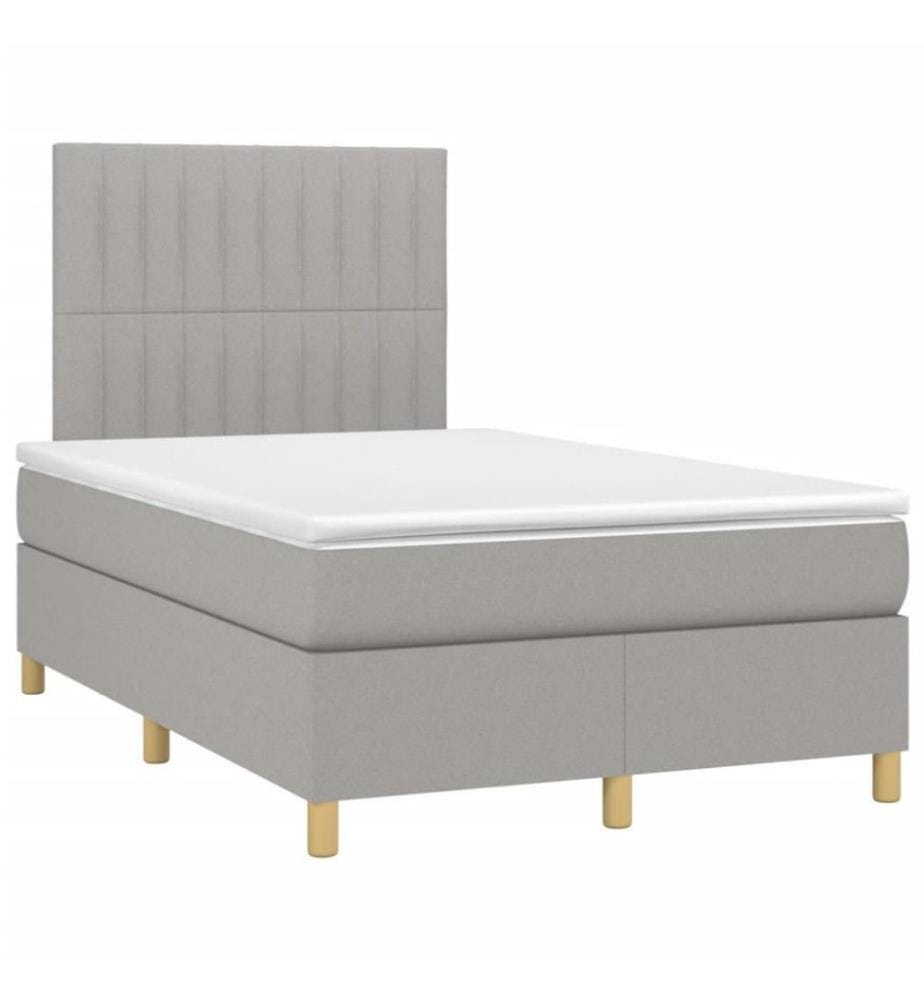 Boxspringbett mit Matratze & LED Hellgrau 120x200 cm Stoff