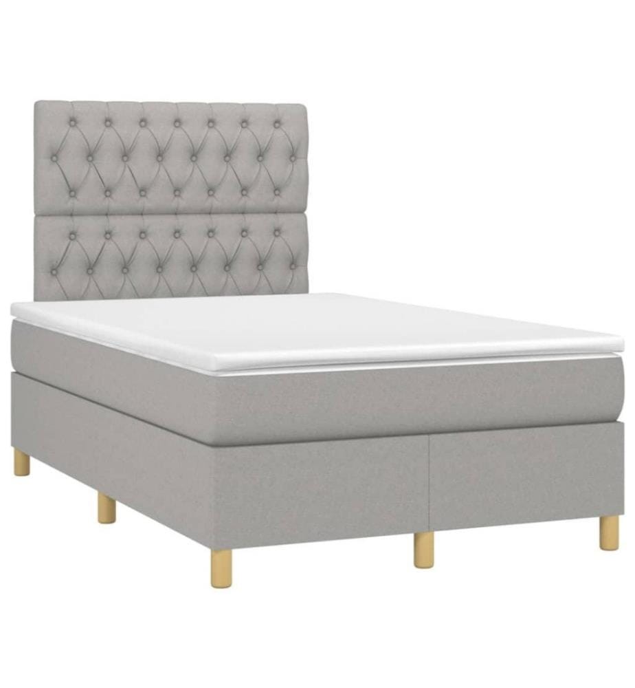 Boxspringbett mit Matratze & LED Hellgrau 120x200 cm Stoff