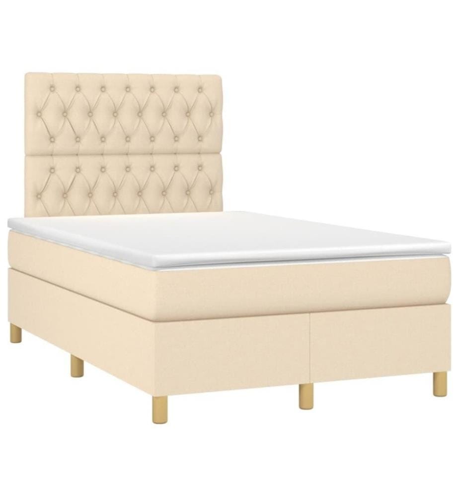 Boxspringbett mit Matratze & LED Creme 120x200 cm Stoff