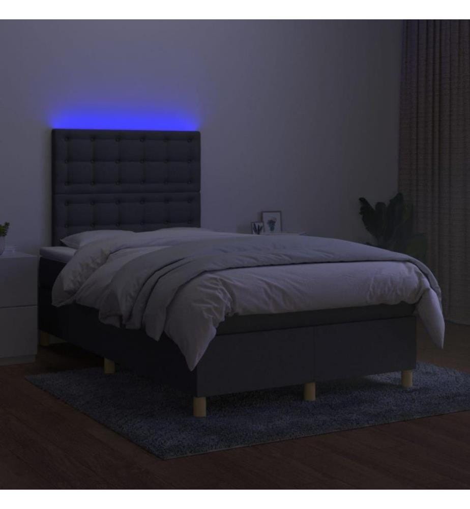Boxspringbett mit Matratze & LED Dunkelgrau 120x200 cm Stoff