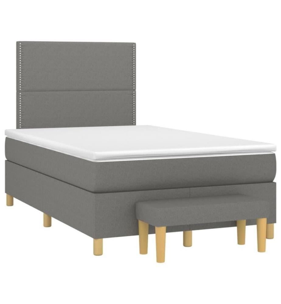 Boxspringbett mit Matratze Dunkelgrau 120x200 cm Stoff