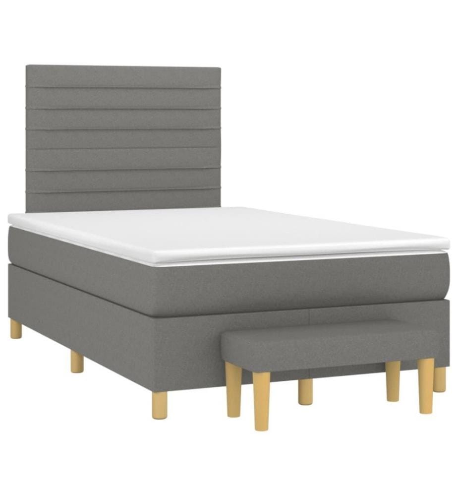 Boxspringbett mit Matratze Dunkelgrau 120x200 cm Stoff