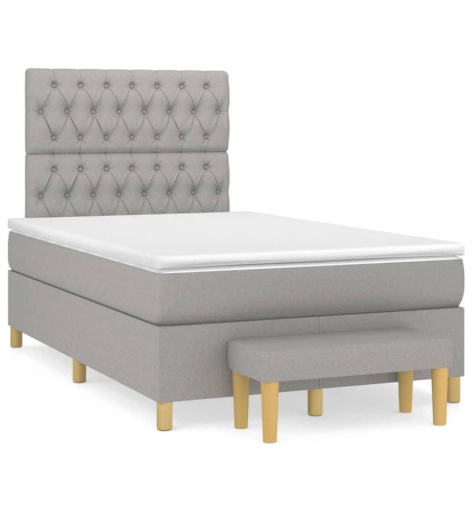Boxspringbett mit Matratze Hellgrau 120x200 cm Stoff