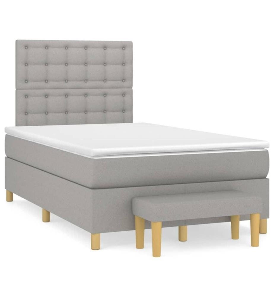 Boxspringbett mit Matratze Hellgrau 120x200 cm Stoff