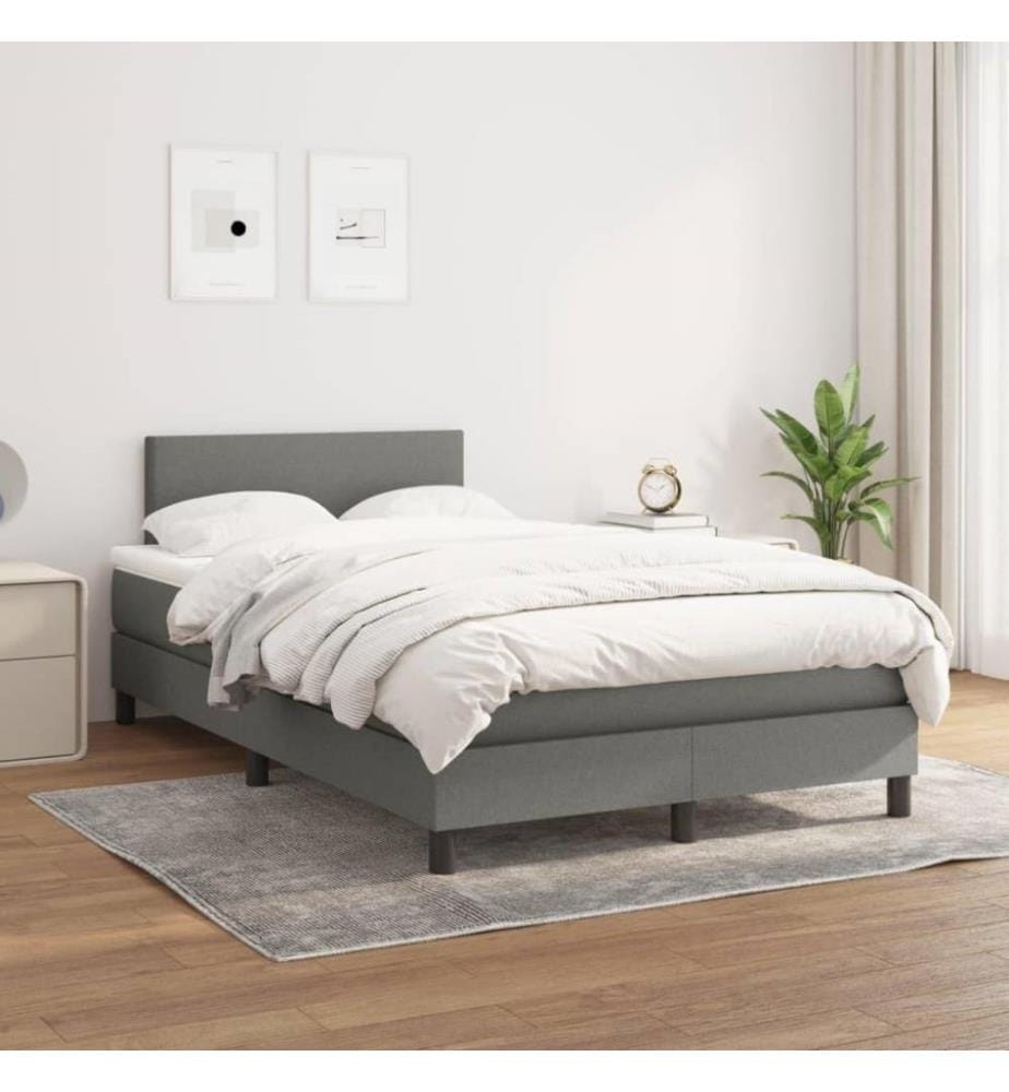 Boxspringbett mit Matratze Dunkelgrau 120x200 cm Stoff