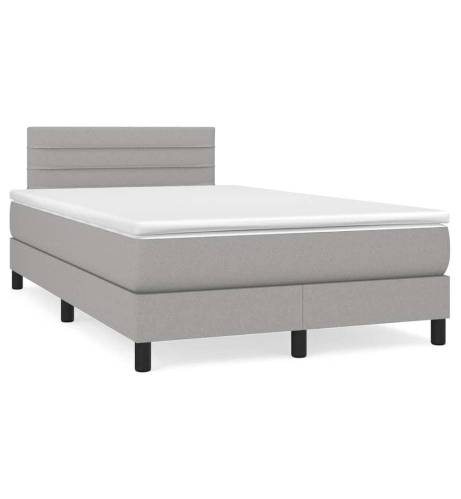Boxspringbett mit Matratze Hellgrau 120x200 cm Stoff