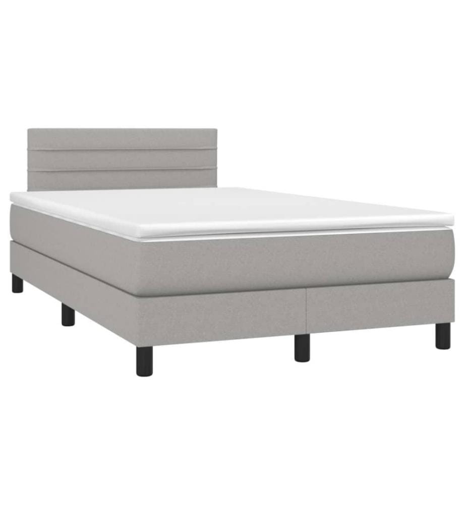 Boxspringbett mit Matratze Hellgrau 120x200 cm Stoff