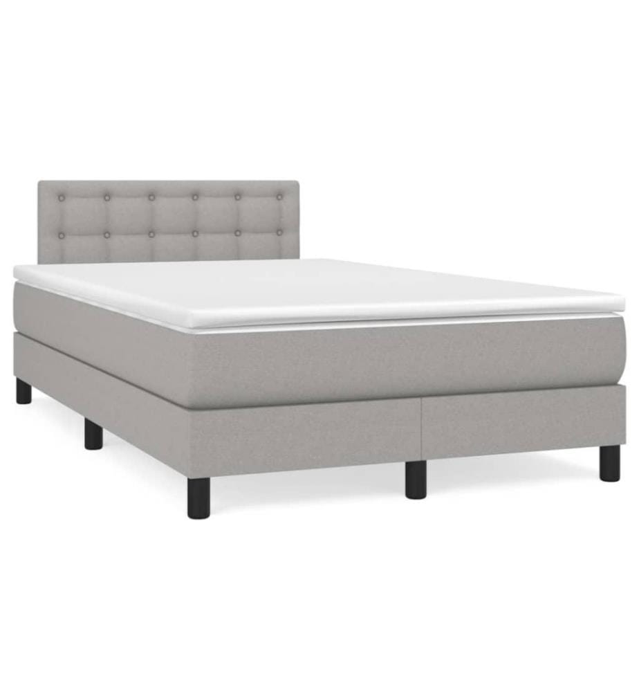 Boxspringbett mit Matratze Hellgrau 120x200 cm Stoff