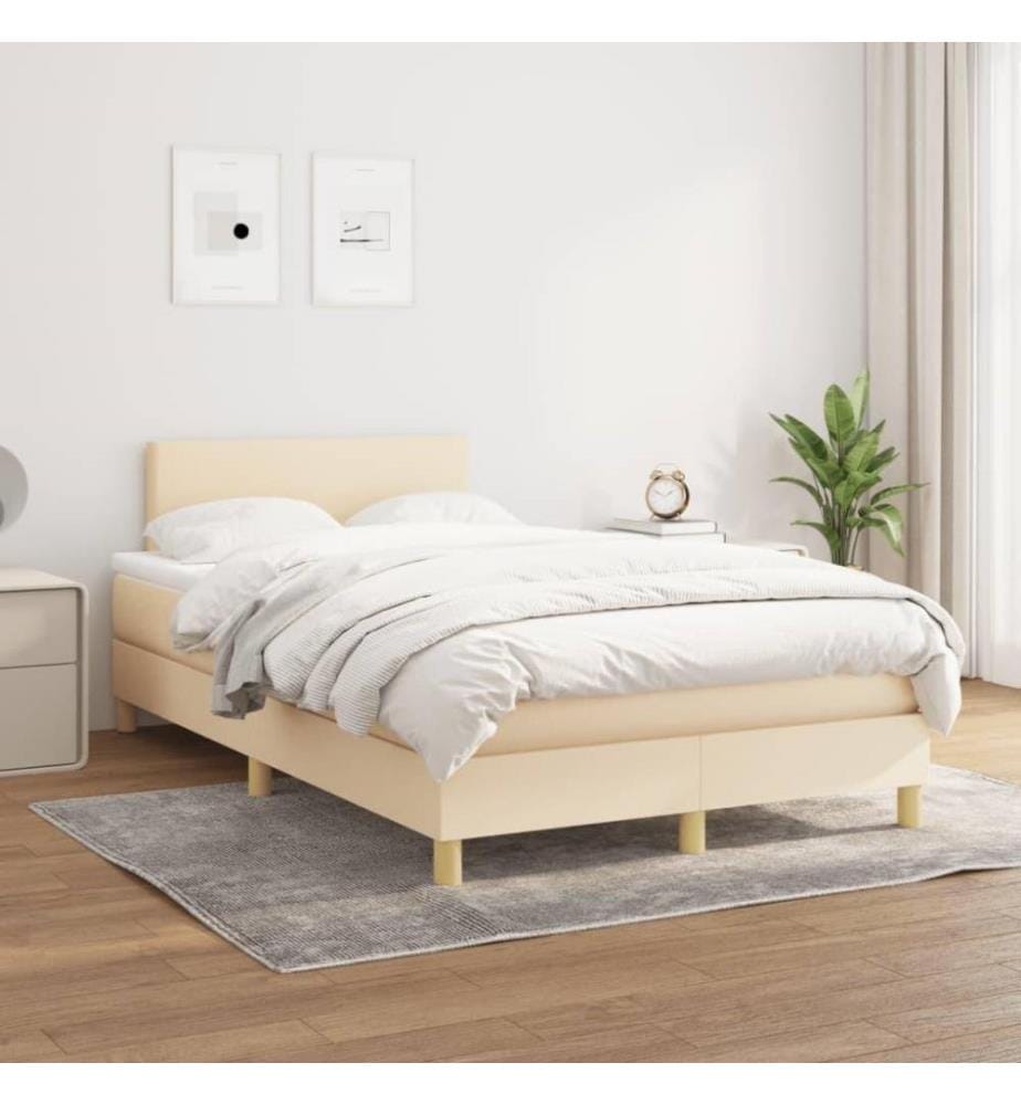 Boxspringbett mit Matratze Creme 120x200 cm Stoff