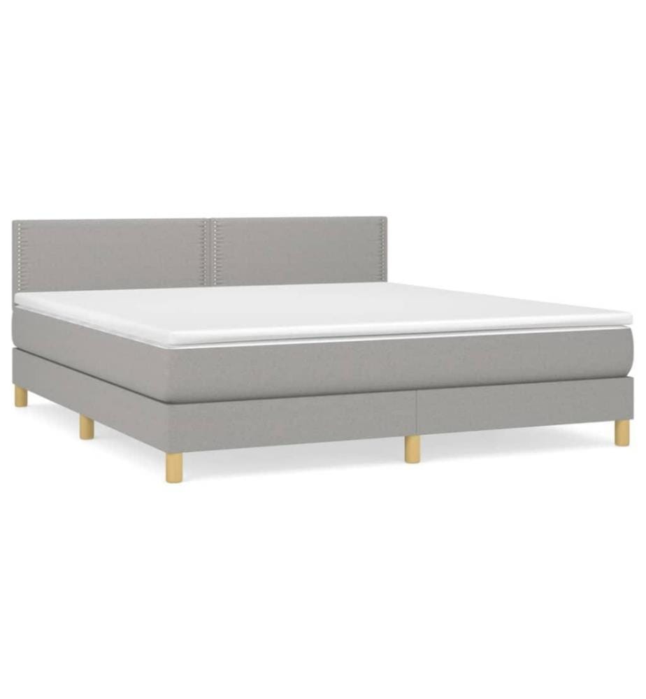 Boxspringbett mit Matratze Hellgrau 160x200 cm Stoff