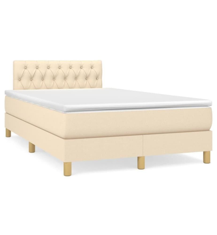 Boxspringbett mit Matratze Creme 120x200 cm Stoff